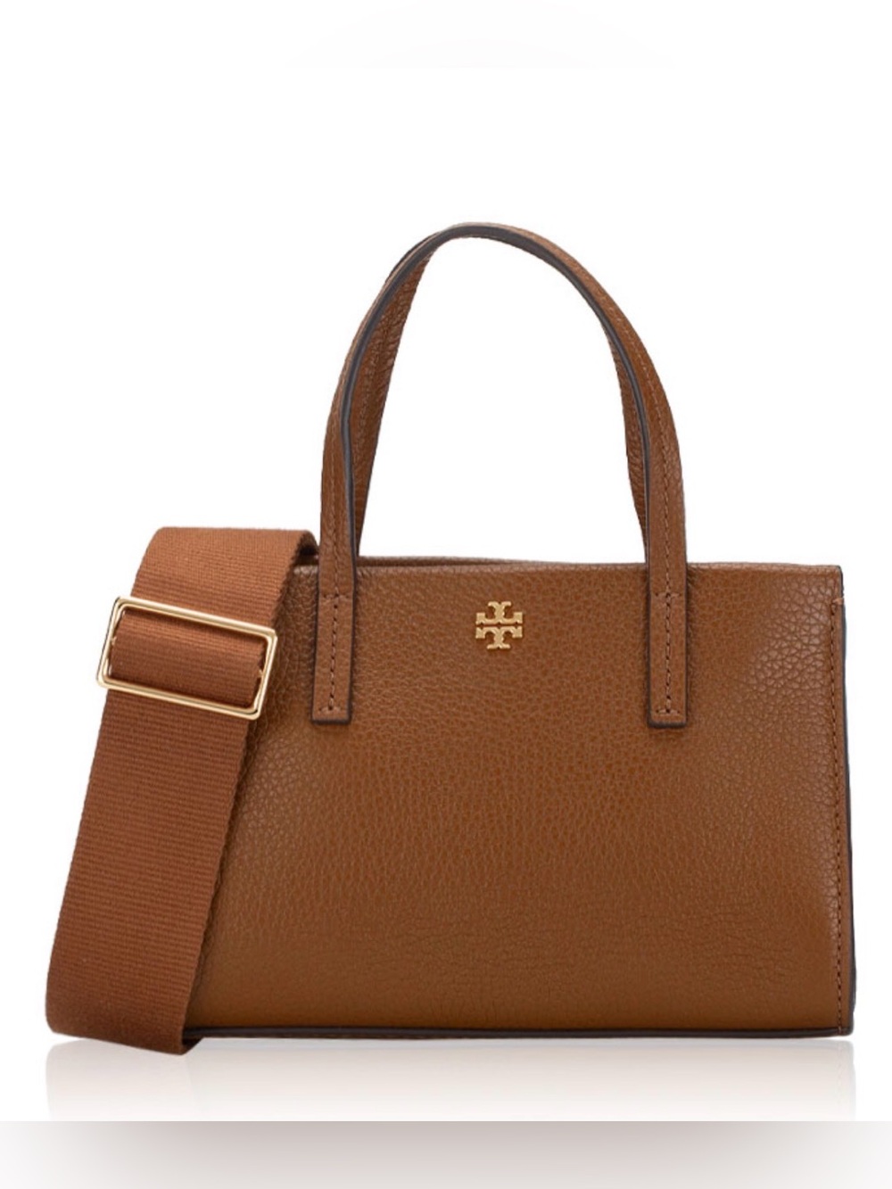 🔥NWT Tory Burch Blake Mini Tote in Cortado brown pebbled leather features gold🔥 - Picture 3 of 16